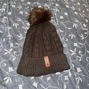 Brown Knit Pom-Pom Beanie